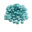 CAP6mm-09 - (10 buc.) Cabochon acril perla bleu verzui 6mm
