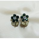 UNICAT - BIJ177 - Cercei aurii floare cu strasuri verde smarald