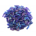 MT-12 - (19 grame) Margele nisip tub bleumarin efect AB cu miez argintiu 6mm