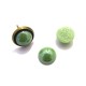 CSCP-R9.5mm-03 - Cabochon sticla rotund verde usor masliniu perlat 9.5mm 