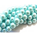 PS10mm-45 - Perle sticla bleu usor verzui sfere 10mm