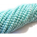 PS4mm-45 - (10 buc.) Perle sticla bleu usor verzui sfere 4mm