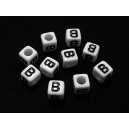 MALCA6*6mm-B- Margele acril litera B cub alb 6*6mm