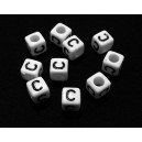 MALCA6*6mm-C- Margele acril litera C cub alb 6*6mm