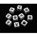 MALCA6*6mm-V - Margele acril litera V cub alb 6*6mm