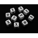 MALCA6*6mm-X - Margele acril litera X cub alb 6*6mm