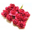TRA06 - (12 buc.) Trandafiri artificiali roz fucsia 2.5cm/8cm