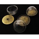 Semiglob sticla cu capacel si agatatoare bronz antic 25*13mm