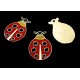 DISPONIBIL 1 SET CU 9 BUCATI - CP567 - Charm argintiu inchis buburuza email rosu 22.5*16mm