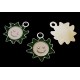 CP570-B - Charm argintiu inchis soare smiley email verde 24*22mm