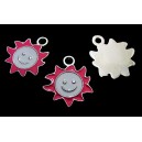 CP570-D - Charm argintiu inchis soare smiley email roz 24*22mm - STOC LIITAT!!!