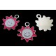 CP570-D - Charm argintiu inchis soare smiley email roz 24*22mm