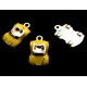 CP574-C - Charm argintiu inchis masina email galben 19*9mm