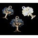 CP575-B - Charm argintiu copacul vietii email albastru 22*17.5mm