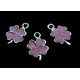 CP578-C - Charm argintiu trifoi email roz 19*12mm