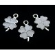 CP578-E - Charm argintiu trifoi email alb 19*12mm