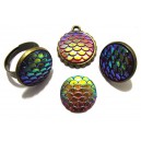 CRS59-I - Cabochon rasina solzi sirena fucsia si auriu efect AB 16mm - STOC LIMITAT!!!
