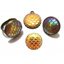 CRS59-K - Cabochon rasina solzi sirena portocaliu corai si auriu oglinda efect AB 16mm - STOC LIMITAT!!!
