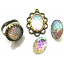 CRS82 - Cabochon rasina solzi sirena clear oglinda efect AB 18*13mm 