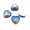 CRS84-C - Cabochon rasina solzi sirena nuante mov si auriu oglinda efect AB inima 12*12mm 