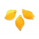 ACR02-I - Charm acril frunza portocalie frosted 18*11mm