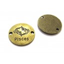 CO343 - Conector zodia pesti bronz antic 23mm