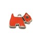 DISPONIBIL 4 BUCATI - CP618-X3 - Charm argintiu inchis catel email rosu 20*16mm