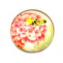 DISPONIBIL 5 BUCATI - CSP14mm-A-106 - Cabochon sticla print flori 14mm - STOC FOARTE LIMITAT!!!