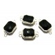 CO375 - Conector argintiu sticla fatetata neagra dreptunghi 20*10mm