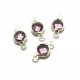 DISPONIBIL 1 SET CU 2 BUCATI - CO391-G - Conector argintiu sticla fatetata mov rotund 12.5*6.5mm