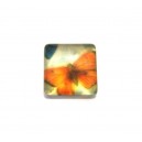 CSP15*15mm-A-159 - Cabochon sticla patrat print fluturi 15*15mm - STOC FOARTE LIMITAT!!!
