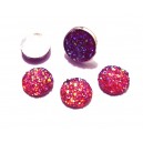 CRS121 - Cabochon rasina druzy fucsia glitter efect AB 10mm 