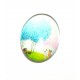 DISPONIBIL 2 BUCATI - CSP25*18mm-A-45 - Cabochon sticla print copac 25*18mm
