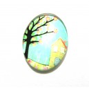 DISPONIBIL 6 BUCATI - CSP25*18mm-A-63 - Cabochon sticla print copac 25*18mm