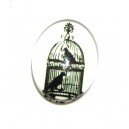 DISPONIBIL 1 BUCATA - CSP25*18mm-A-81 - Cabochon sticla print colivie cu pasare 25*18mm