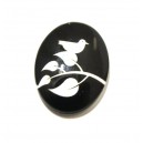 DISPONIBIL 2 BUCATI - CSP25*18mm-A-95 - Cabochon sticla print pasare 25*18mm