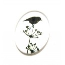 DISPONIBIL 2 BUCATI - CSP25*18mm-A-101 - Cabochon sticla print pasare 25*18mm