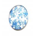 DISPONIBIL 3 BUCATI - CSP25*18mm-A-135 - Cabochon sticla print model floral 25*18mm