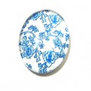 DISPONIBIL 5 BUCATI - CSP25*18mm-A-136 - Cabochon sticla print model floral 25*18mm