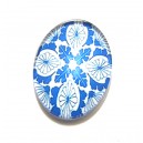 DISPONIBIL 3 BUCATI - CSP25*18mm-A-141 - Cabochon sticla print model floral 25*18mm