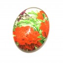 DISPONIBIL 1 BUCATA - CSP25*18mm-A-157 - Cabochon sticla print flori 25*18mm