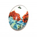 DISPONIBIL 1 BUCATA - CSP25*18mm-A-159 - Cabochon sticla print flori 25*18mm