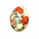DISPONIBIL 3 BUCATI - CSP25*18mm-A-161 - Cabochon sticla print flori 25*18mm