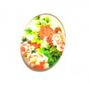 DISPONIBIL 2 BUCATI - CSP25*18mm-A-163 - Cabochon sticla print flori 25*18mm