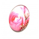 DISPONIBIL 3 BUCATI - CSP25*18mm-A-166 - Cabochon sticla print flori 25*18mm