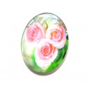DISPONIBIL 3 BUCATI - CSP25*18mm-A-168 - Cabochon sticla print flori 25*18mm