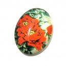 DISPONIBIL 3 BUCATI - CSP25*18mm-A-170 - Cabochon sticla print flori 25*18mm
