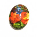 DISPONIBIL 3 BUCATI - CSP25*18mm-A-171 - Cabochon sticla print flori 25*18mm