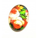 DISPONIBIL 3 BUCATI - CSP25*18mm-A-174 - Cabochon sticla print flori 25*18mm
