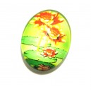 DISPONIBIL 2 BUCATI - CSP25*18mm-A-181 - Cabochon sticla print flori 25*18mm